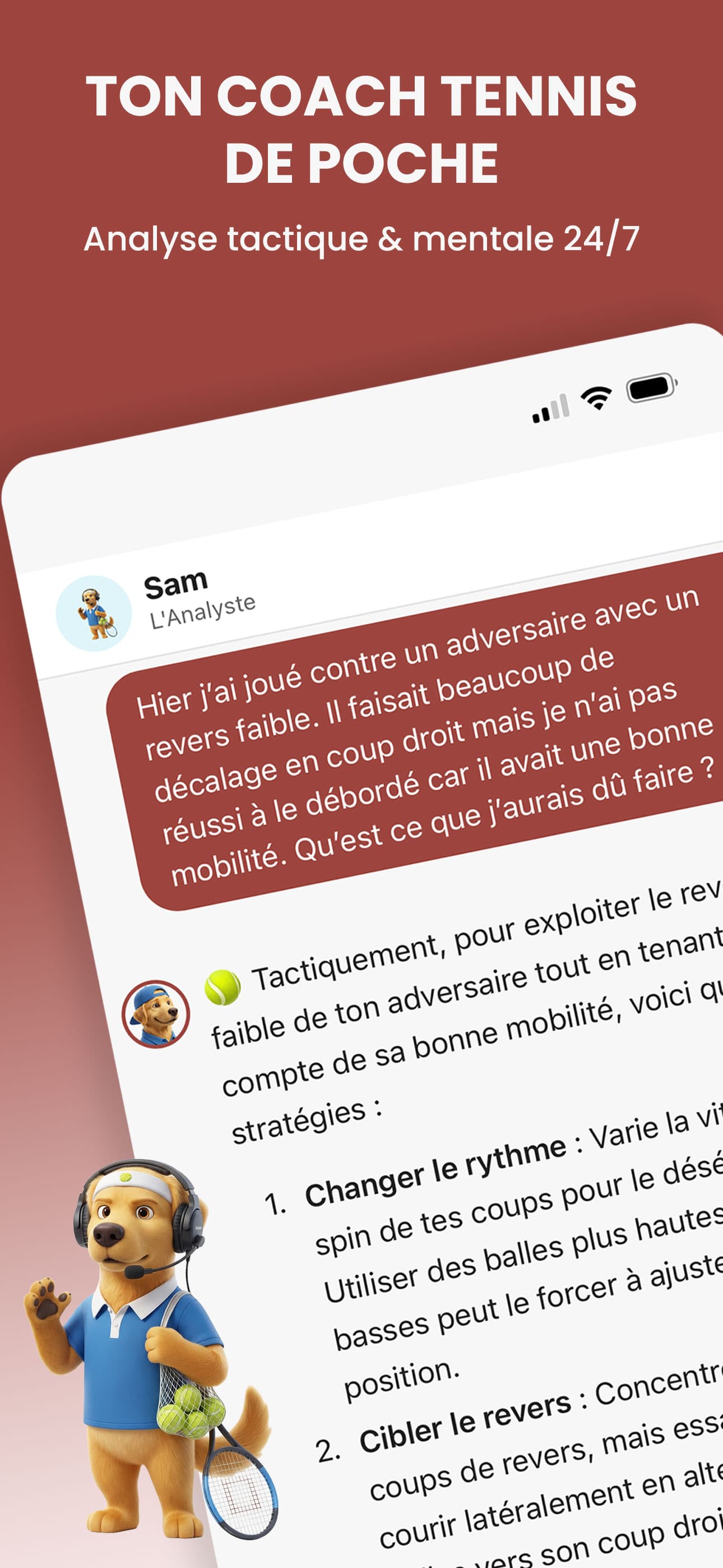 Sam Tennis App - Analyse tactique