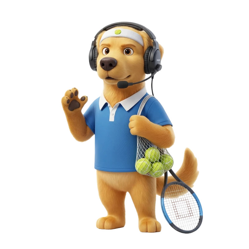 Sam, le coach IA de Sam Tennis, avec son casque